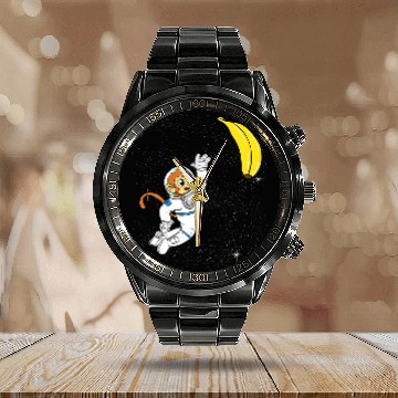 Discover Monkey Astronaut Space Shuttle Galaxy For Ape Lover Calendar Steel Band Watch