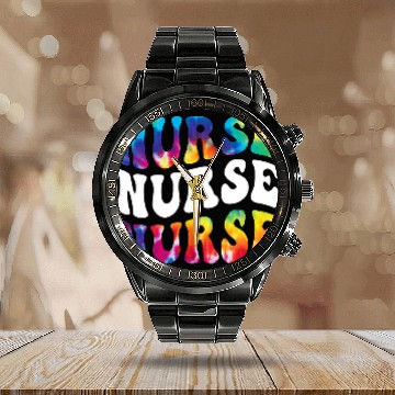 Discover Tie Dye nurses Registered Trendy 2Nursing Gifts Calendar Steel Band Watch