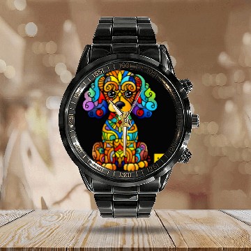 Discover Pretty Poodle Calendar Steel Band Watch