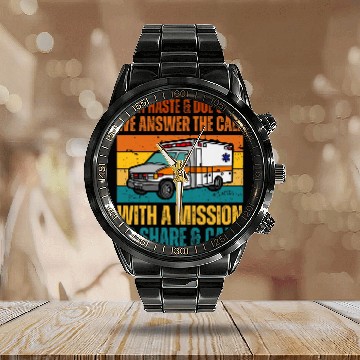 Discover Inspirational Ambulance Driver EMT Paramedics Zip Calendar Steel Band Watch