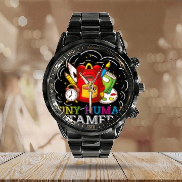 Discover Tiny Human Tamer Mom Babysitter Au Pair Nanny 7 Calendar Steel Band Watch