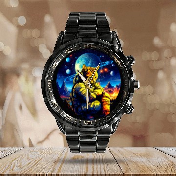 Discover Sad Astronaut Cat In Outer Space Galaxy Cat Astronaut Design Baseball Tees Calendar Steel Band Watch