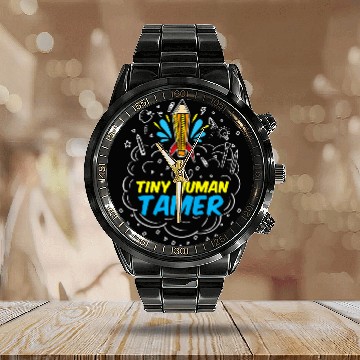 Discover Tiny Human Tamer Mom Babysitter Au Pair Nanny 5 Calendar Steel Band Watch