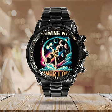 Discover Moon Phase Full Moon Lunar Eclipse Astronomer Astronomy 5 Calendar Steel Band Watch