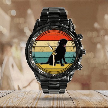 Discover Labrador Lab Dog Lovers Retro Calendar Steel Band Watch