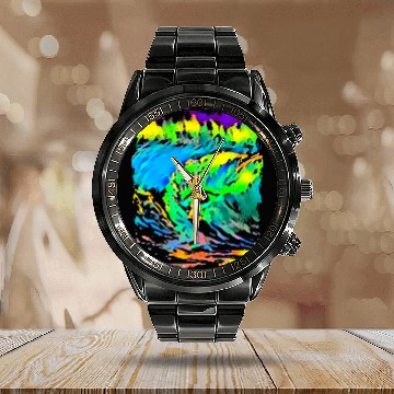 Discover Surfer Pop Art Zip Calendar Steel Band Watch