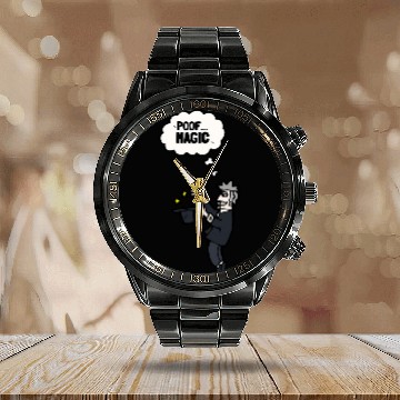 Discover Magician Magic Mage Wizard Supernatural Witch Calendar Steel Band Watch