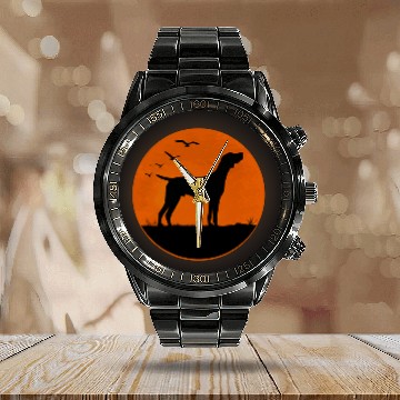 Discover German Shorthaired Pointer GSP Dog Breed 73 Calendar Steel Band Watch