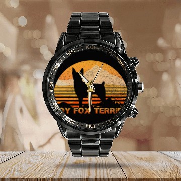 Discover TOY FOX TERRIER Funny Lover vintages Retro Calendar Steel Band Watch