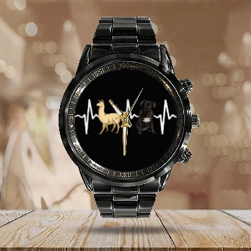 Discover Llama Cane Corso Heartbeat Dog Lover Baseball Tees Calendar Steel Band Watch