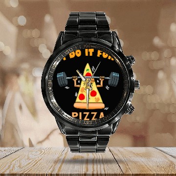 Discover I Do It For Pizza Fitness Training Strength Training Baseball Tees Calendar Steel Band Watch