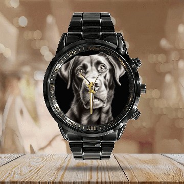 Discover The surprised Labrador Cute Labrador puppy Calendar Steel Band Watch