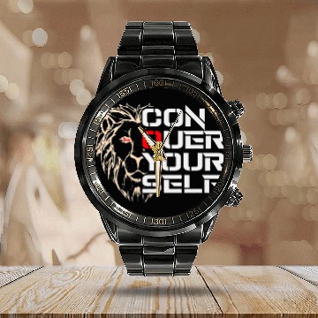 Discover Running Team CONQUER YOURSELF Runner Motivator Run Squad Calendar Steel Band Watch