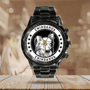 Discover Longhaired Chihuahua Fan design Baseball Tees Calendar Steel Band Watch