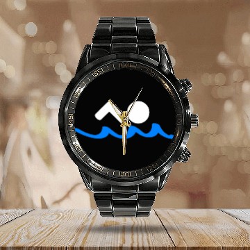 Discover Swimmer swimming sports lifeguard bathing master Calendar Steel Band Watch