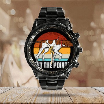 Discover Get The Point German Shorthaired Pointer Dog GSP Bird Dog Baseball Tees Calendar Steel Band Watch