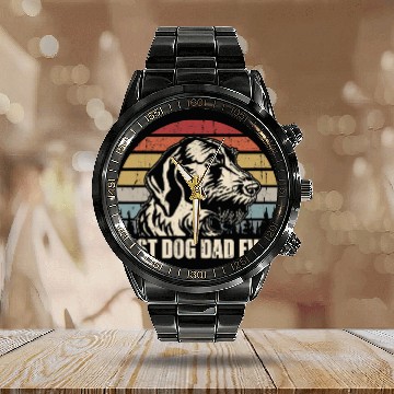 Discover Mens German Wirehaired Pointer Dad bests Dog Dad Ever Funny Calendar Steel Band Watch