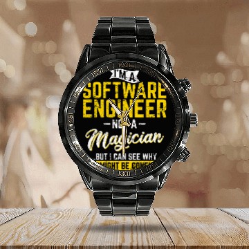 Discover Software Engineer Not A Magician Programmer Developer Coder Calendar Steel Band Watch