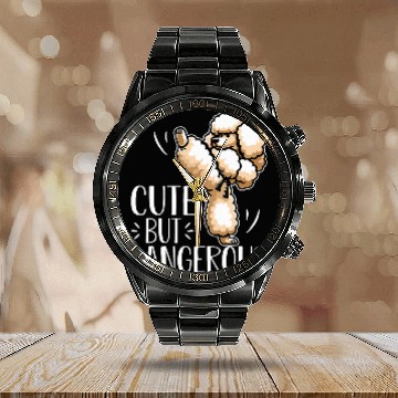 Discover Poodle Cute But Dangerous Baseball Tees Calendar Steel Band Watch