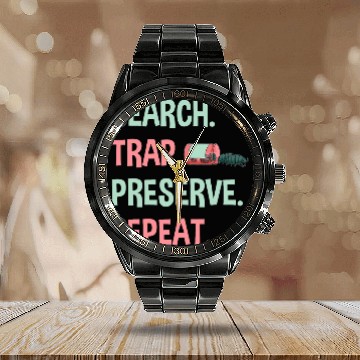 Discover Insect Collector Search Trap Preserve Bug Lover Entomologist Calendar Steel Band Watch