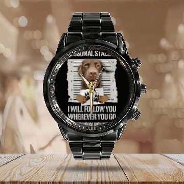 Discover Labrador Lab Dog Personal Stalker Chocolate Labrador Lab Calendar Steel Band Watch