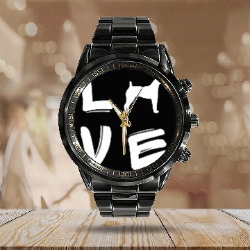 Discover Love Toy Fox Terrier Calendar Steel Band Watch