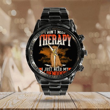 Discover Dog Goldendoodle Therapy 21 Calendar Steel Band Watch