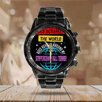 Discover The World Revolves Around My German Shorthaired Pointer Calendar Steel Band Watch