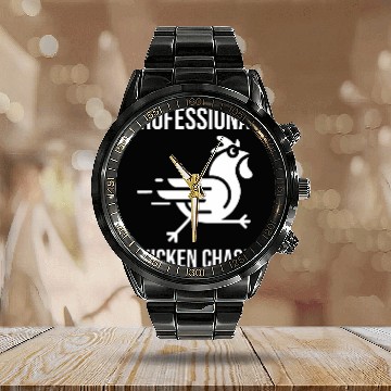 Discover Professional Chicken Chaser 2Funny Farmer Chicken Farm Baseball Tees Calendar Steel Band Watch