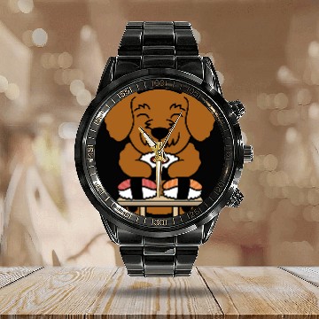 Discover Sushi Goldendoodle Dog Calendar Steel Band Watch