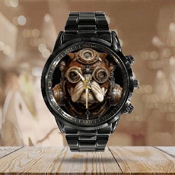 Discover Steampunk Pug Calendar Steel Band Watch