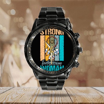 Discover Native American Strong Indigenous Woman Design 1 Calendar Steel Band Watch