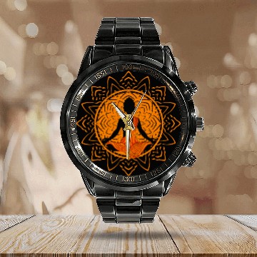 Discover Tibet Monk Meditating Buddha Buddhism Baseball Tees Calendar Steel Band Watch