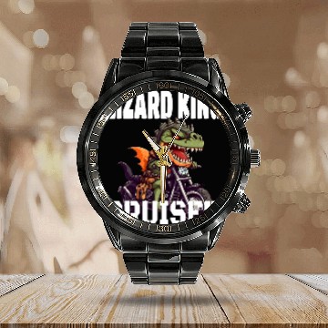 Discover TRexs And Motorcycle Lizard King Cruiser 24 Calendar Steel Band Watch
