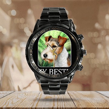 Discover My Bestie Wire Fox Terrier Calendar Steel Band Watch