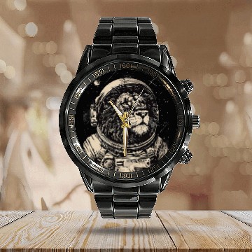 Discover lion floating in space astronaut in astronautsuit 21 Baseball Tees Calendar Steel Band Watch
