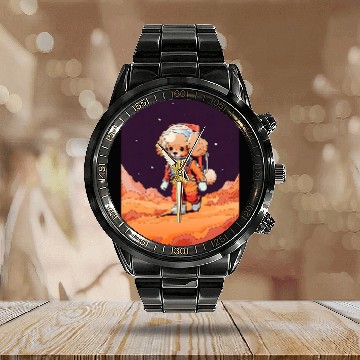 Discover Toy Poodle Mars Funny Dog Astronaut Zip Calendar Steel Band Watch