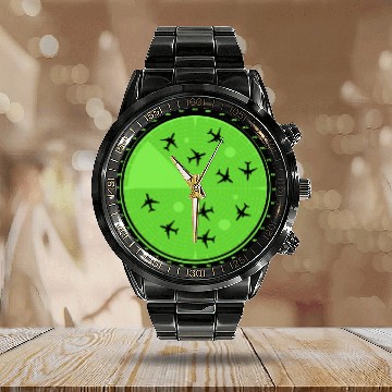 Discover Airplane Pilot Radar Aviation Aircraft Flight Zip Calendar Steel Band Watch