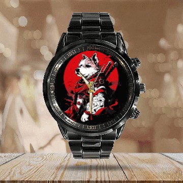 Discover Wire Fox Terrier Dog Ninja Samurai Transformation Cute Baseball Tees Calendar Steel Band Watch