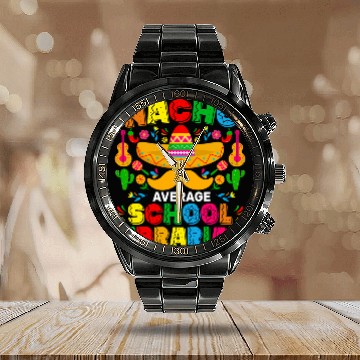 Discover Nacho Average School Librarian Funny Mexican Cinco De Mayo Baseball Tees Calendar Steel Band Watch