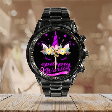 Discover Unicorns Face epilepsy Awareness Baseball Tees Calendar Steel Band Watch