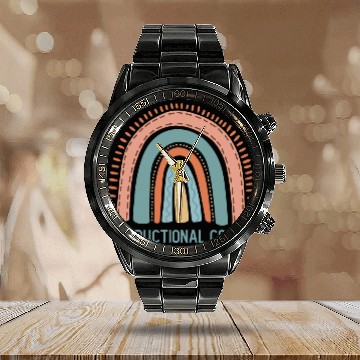 Discover Pastel Rainbow Instructional Coach Calendar Steel Band Watch