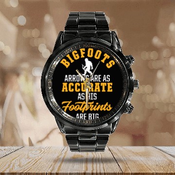 Discover Traditional Archery bigfoots Archer Arrow Bow Sasquatch 5 Calendar Steel Band Watch