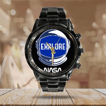 Discover NASA Explore The Unknown Space Walk Astronaut Helmet Poster Baseball Tees Calendar Steel Band Watch