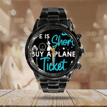 Discover Travel Consultant Agent Plane Ticket Funny Tour Operator Calendar Steel Band Watch