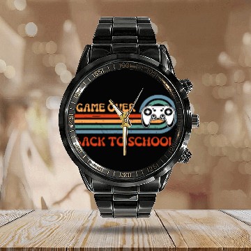 Discover Back to School Funny Game Over Teacher Student Video Game Baseball Tees Calendar Steel Band Watch