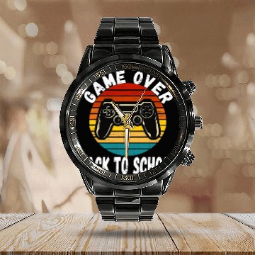Discover Back to School Funny Game Over Teacher Student Controller 6 Calendar Steel Band Watch