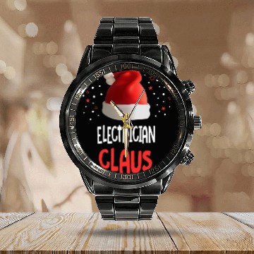 Discover The Electrician Claus Electrical Lineman Christmas Baseball Tees Calendar Steel Band Watch