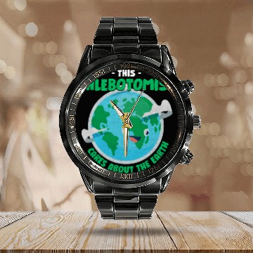 Discover This Phlebotomist Cares About the Earth Nature Lover Calendar Steel Band Watch
