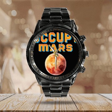 Discover Occupy Mars Outer Space Science Astronaut Spaceship Planets Calendar Steel Band Watch